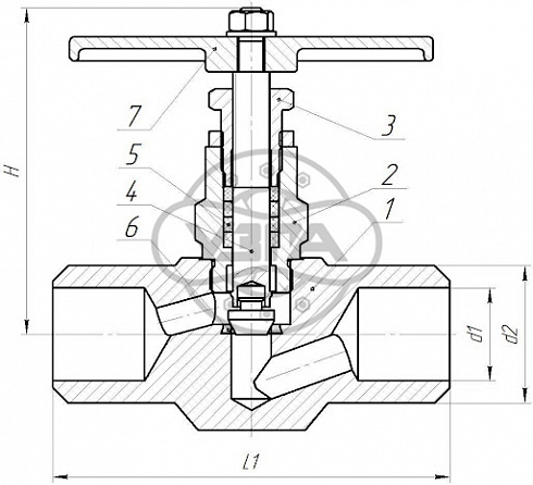 Клапан запорный Dn40 Pn160 под приварку Ст. 20 15с68нж