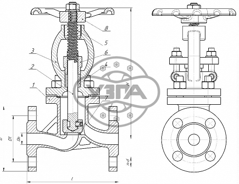 Клапан запорный Dn65 Pn16 фланцевый 20ГЛ 15лс65нж