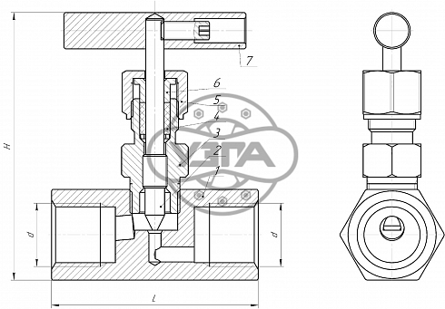 Клапан запорный Dn10 Pn160 муфтовый 09Г2С 15лс54бк