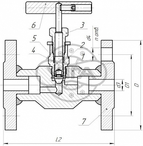 Клапан запорный Dn20 Pn100 фланцевый 09Г2С 15лс68нж-01