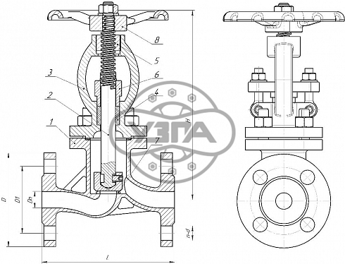 Клапан запорный Dn80 Pn40 фланцевый 20Л 15с22нж