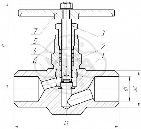 Клапан запорный Dn15 Pn63 под приварку 10Х17Н13М2Т 15нж52нж